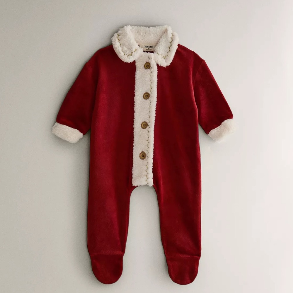 ZARA - baby Santa Claus footed romper for Christmas